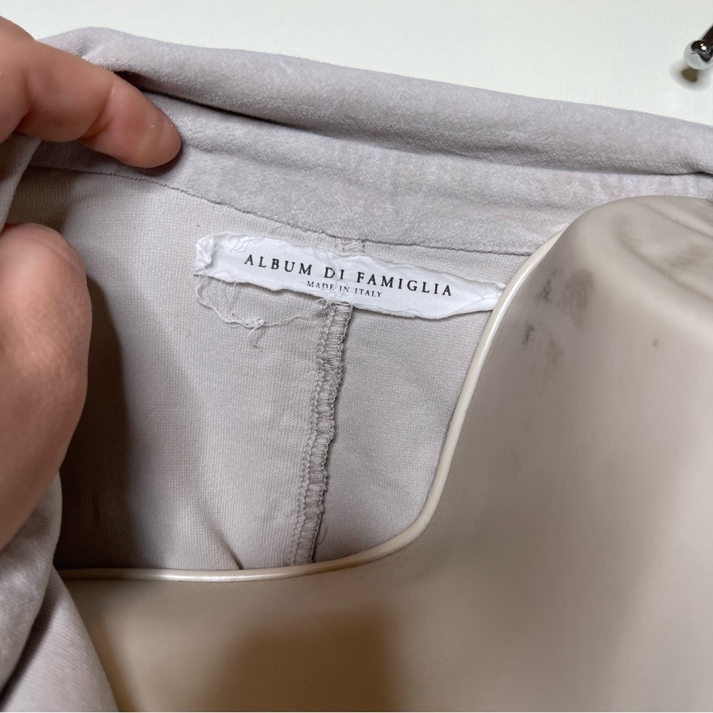 ALBUM DI FAMIGLIA Light Grey Velvet Collar Oversized Button Front Shirt Dress S - Picture 3 of 14